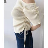 ワンショルドロストワンポイント刺繍SS半袖リブニットプルオーバー | moment+ | 詳細画像23 