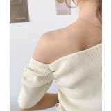 ワンショルドロストワンポイント刺繍SS半袖リブニットプルオーバー | moment+ | 詳細画像24 