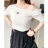 ワンショルドロストワンポイント刺繍SS半袖リブニットプルオーバー | moment+ | 詳細画像5 