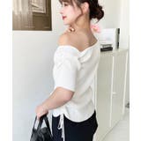 ワンショルドロストワンポイント刺繍SS半袖リブニットプルオーバー | moment+ | 詳細画像8 