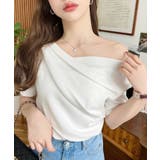 フレンチスリーブワンショルドレープカットソー | moment+ | 詳細画像1