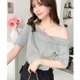 グレー | フレンチスリーブワンショルドレープカットソー | moment+