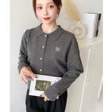 刺繍入り金ボタン衿付きカーディガン | moment+ | 詳細画像8 
