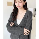 VネックルーズMIXニットカーディガン | moment+ | 詳細画像18 