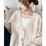 VネックルーズMIXニットカーディガン | moment+ | 詳細画像2 