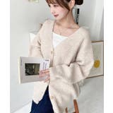 VネックルーズMIXニットカーディガン | moment+ | 詳細画像3 