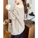 VネックルーズMIXニットカーディガン | moment+ | 詳細画像30 