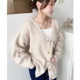 VネックルーズMIXニットカーディガン | moment+ | 詳細画像4 