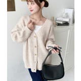 VネックルーズMIXニットカーディガン | moment+ | 詳細画像6 