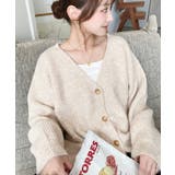 アイボリー | VネックルーズMIXニットカーディガン | moment+