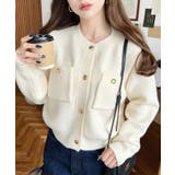 アイボリー | Wポケット金ボタンニットカーディガン | moment+