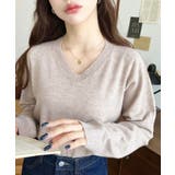 グレイッシュベージュ | 選べるネックデザイン。ホールガーメントニットプルオーバー | moment+