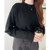 ブラック系1 | 選べるネックデザイン。ホールガーメントニットプルオーバー | moment+