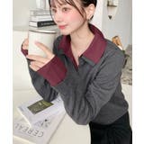 シャツレイヤードライク襟付きポロニットプルオーバー | moment+ | 詳細画像8 