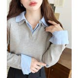 シャツレイヤードライク襟付きポロニットプルオーバー | moment+ | 詳細画像11 