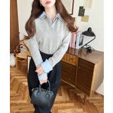 シャツレイヤードライク襟付きポロニットプルオーバー | moment+ | 詳細画像14 