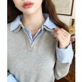 シャツレイヤードライク襟付きポロニットプルオーバー | moment+ | 詳細画像15 