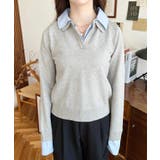 シャツレイヤードライク襟付きポロニットプルオーバー | moment+ | 詳細画像16 