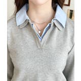 シャツレイヤードライク襟付きポロニットプルオーバー | moment+ | 詳細画像17 