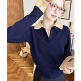 シャツレイヤードライク襟付きポロニットプルオーバー | moment+ | 詳細画像23 