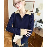 シャツレイヤードライク襟付きポロニットプルオーバー | moment+ | 詳細画像24 