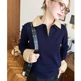 シャツレイヤードライク襟付きポロニットプルオーバー | moment+ | 詳細画像25 