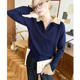 シャツレイヤードライク襟付きポロニットプルオーバー | moment+ | 詳細画像26 