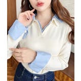 シャツレイヤードライク襟付きポロニットプルオーバー | moment+ | 詳細画像3 