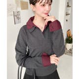 シャツレイヤードライク襟付きポロニットプルオーバー | moment+ | 詳細画像7 