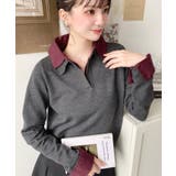 チャコールグレー | シャツレイヤードライク襟付きポロニットプルオーバー | moment+