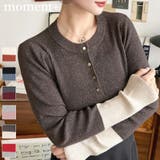 袖配色ヘンリーネックリブニットプルオーバー | moment+ | 詳細画像1 