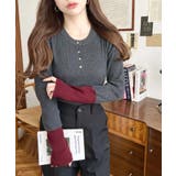 袖配色ヘンリーネックリブニットプルオーバー | moment+ | 詳細画像10 