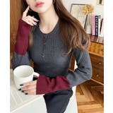 袖配色ヘンリーネックリブニットプルオーバー | moment+ | 詳細画像12 