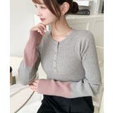 袖配色ヘンリーネックリブニットプルオーバー | moment+ | 詳細画像17 