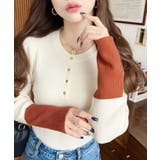 袖配色ヘンリーネックリブニットプルオーバー | moment+ | 詳細画像2 