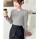 袖配色ヘンリーネックリブニットプルオーバー | moment+ | 詳細画像20 