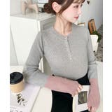 袖配色ヘンリーネックリブニットプルオーバー | moment+ | 詳細画像21 