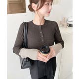 袖配色ヘンリーネックリブニットプルオーバー | moment+ | 詳細画像23 