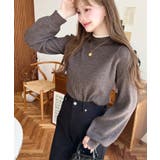 ボトルネックレイヤード風配色リブニットプルオーバー | moment+ | 詳細画像22 