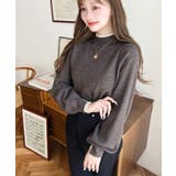 ボトルネックレイヤード風配色リブニットプルオーバー | moment+ | 詳細画像23 