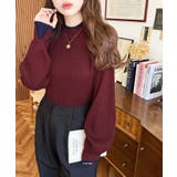 ボトルネックレイヤード風配色リブニットプルオーバー | moment+ | 詳細画像25 