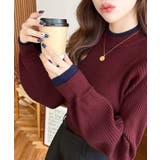 ボトルネックレイヤード風配色リブニットプルオーバー | moment+ | 詳細画像26 