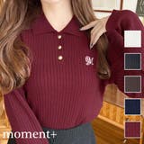 刺繍入り衿付きポロニット | moment+ | 詳細画像1 