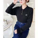 刺繍入り衿付きポロニット | moment+ | 詳細画像16 