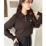 刺繍入り衿付きポロニット | moment+ | 詳細画像20 