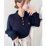 刺繍入り衿付きポロニット | moment+ | 詳細画像23 