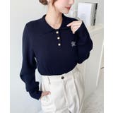 刺繍入り衿付きポロニット | moment+ | 詳細画像25 