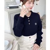 刺繍入り衿付きポロニット | moment+ | 詳細画像26 