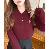 刺繍入り衿付きポロニット | moment+ | 詳細画像27 