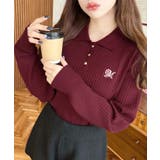 刺繍入り衿付きポロニット | moment+ | 詳細画像30 